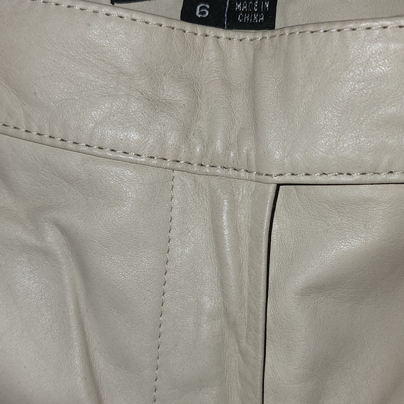 Theory Leather Pants, off-white Women Size 6 - Picture 2 of 5